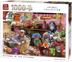KING55847 - Puzzle Les chatons dans la cuisine – 1000 Pièces