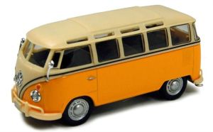 Véhicule de couleur crème et jaune – VW T1 samba