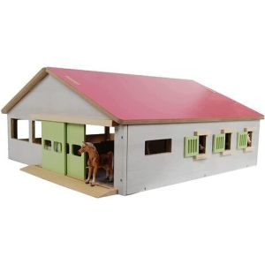 KID610271 - Bâtiment dimensions 62x54x26.5cm - Ecurie avec 3 boxes et manège intérieur 