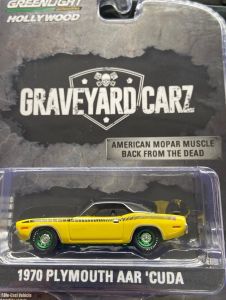 GREEN62010-DVERT - Voiture avec jantes vertes sous blister de la série TV Graveyard carz 2012 - PLYMOUTH AAR'CUDA 1970