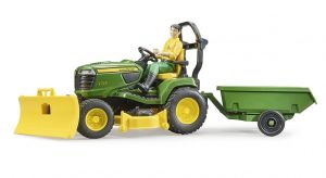 BRU62104 - Tracteur tondeuse avec remorque JOHN DEERE