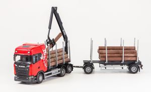 EMEK70675 - Camion transport de bois - SCANIA S730 6x4 porteur couleur rouge