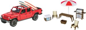 MMAX79722 - Voiture de 2021 couleur rouge avec accessoires de camping - JEEP Gladiator Rubicon