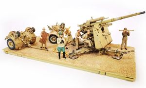 FOV801008B - Véhicule de remorquage avec canon de l'armée Allemande Bataille d'El Alamein Afrique du Nord 1942 - KRUPP FLAK 36 avec FLAK ROHR 18 et SD.202