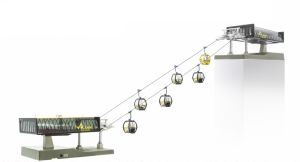 JC82499 - Remontée mécanique de couleur jaune et noir - PLANAI - avec 6 télécabine OMEGA V