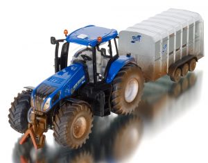 SIK8607 - Tracteur NEW HOLLAND T8.390 et bétaillère version patiné 2 vaches incluses