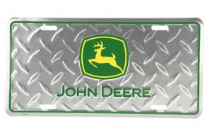 97047 - Objet publicitaire - 15x30 cm - Plaque métallique couleur argent JOHN DEERE