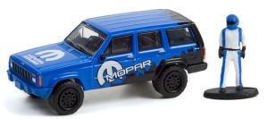 GREEN97120-E - Voiture sous blister - JEEP Cherokee Sport MOPAR hors route avec pilote 2001 THE HOBBY SHOP séries 12