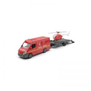 Camion et hélicoptère de pompier