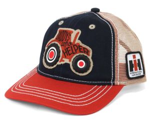 A3487-GV-TOD - Casquette de couleur noir et rouge avec arriere en maille pour enfant - INTERNATIONAL - DADDY'S LITTLE HELPER