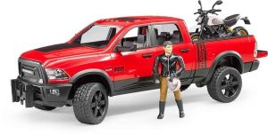 BRU2502 - Voiture de marque - RAM 2500 Power wagon avec figurine et  moto DUCATI Scrambler