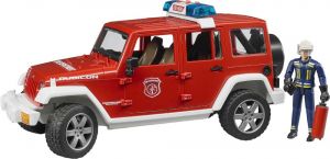 BRU2528 - Voiture de pompier JEEP Wrangler Rubicon avec personnage jouet BRUDER