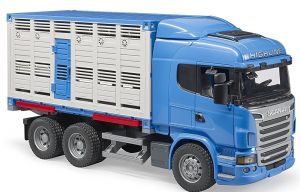 Camion 6x4 SCANIA R Highline porteur bétaillère déposable avec 1 bovin inclus Jouet BRUDER