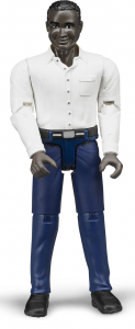 BRU60004 - Personnage articulé homme noir à chemise blanche et jean bleu jouet BRUDER