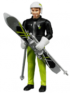 Personnage articulé skieur avec skis et accessoires jouet BRUDER