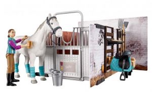 Set d'écurie Comprenant:Un cheval, une cavalière et des accessoires