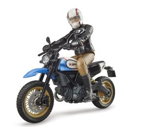 BRU63051 - Moto de marque -DUCATI avec figurine de couleur blanche et bleue
