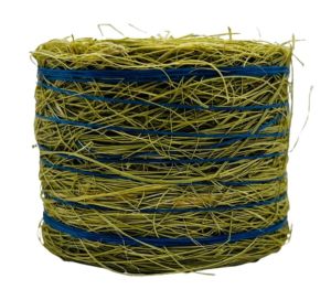 CW0270 - Balle de foin avec lien bleu - ronde -  4,8 x 3,6 cm
