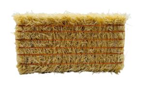CW0280 - Balle de paille avec lien orange - carrée - 7,8 x 3,7 x 2,8 cm