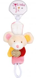 Attache-sucette couleurs Rouge rose et jaune de la gamme LES ACCESSOIRES DE DOUDOU - Souris