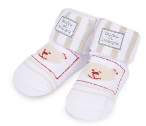 DC2726OURSBLANC - Chaussettes de naissance 0/6 mois couleurs Blanche avec ourson de la gamme LES ACCESSOIRES DE DOUDOU