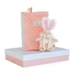 DC3498 - Coffret protège carnet de santé avec doudou de la gamme LAPIN DE SUCRE de couleur rose