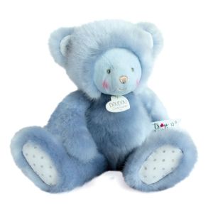 DC3554 - Doudou de la gamme TROP MIMI - Ourson de couleur bleu Taille 30 cm