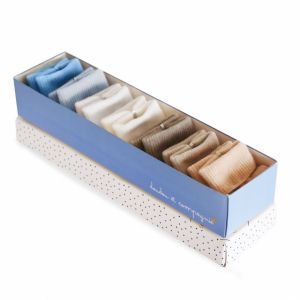 DC3701 - Accessoires de la gamme DOUDOU ET COMPAGNIE - Set de 7 chaussettes de couleurs Taupe et Bleue