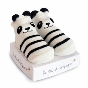 DC3705-02 - Chaussette de naissance petites oreilles de la gamme DOUDOU ET COMPAGNIE - Panda