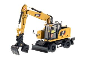 CATERPILLAR  M318F sur pneus accompagnée d'une figurine et d'une boite en métal