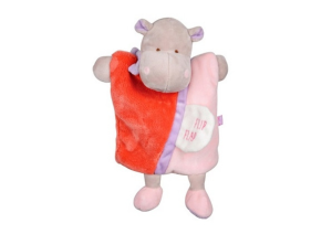 DC2784HIPPO - Doudou de la gamme marionnette - Hippopotame Petit secret de couleur Rose et Orange