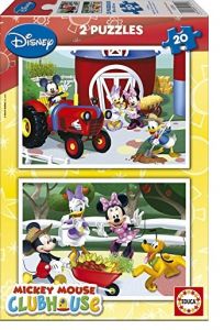 EDU15290 - Boîte de 2 Puzzles 20 Pièces du dessin animé la Maison de Mickey - A la ferme
