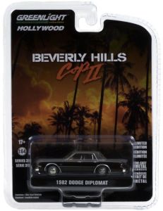 GREEN44910-B - Voiture de la série Beverly Hills Cop II DODGE Diplomat de 1982 de couleur marron foncé à  toit gris vendue en blister