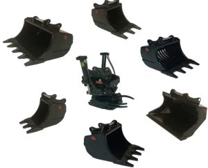 GF108-SET2 - Accessoire pour pelle de 24 à 33T - Divers godets et Tiltrotateur avec grappin OQTR-E33