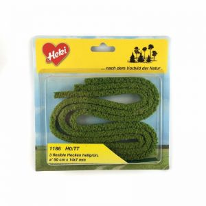HEK1186 - Décor pour diorama - 3 haies souples vert clair - 14x7 mm - 50cm de long.