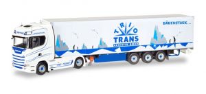 Camion 4x2 SCANIA CS 20 HD avec semi réfrigérante aux couleurs transport Trio Trans