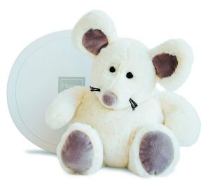 Peluche de la gamme BOULIDOUX - Souris de couleur Blanche