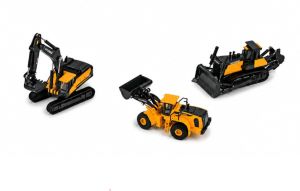 HYU18-1009 - Ensemble de 3 engins de chantier HYUNDAI - Pelle HX520AL - Chargeuse HL980A et Bulldozer