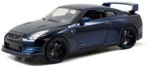 JAD97036 - Voiture de Fast And Furious Brian's NISSAN GT-R R35 de 2009 de couleur bleue métallisée sombre à capot carbone