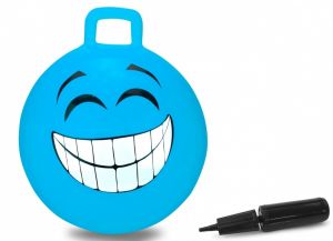 JAM460458 - Balle Smiley rebondissante avec pompe de couleur bleue