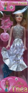 Poupée en robe de couleur grise avec accessoires - Miss Théa  dimension : 16 cm