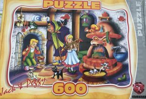 Puzzle du dessin animé JACK et PEGGY Contient:600 Pièces 48.5x33.5cm