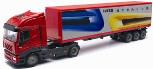 Camion 4x2 IVECO Stralis couleur rouge et remorque 3 essieux aux couleurs IVECO