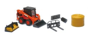 NEW33133 - Mini-Chargeur avec 4 accessoires et ballots de paille - KUBOTA SSV65