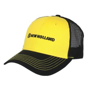 Casquette en maille NEW HOLLAND de couleur Noire et jaune