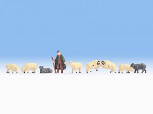 Lot de 8 moutons avec le berger