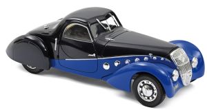 Voiture coupé PEUGEOT 302 Darl'Mat de 1937 de couleur bleue et noire