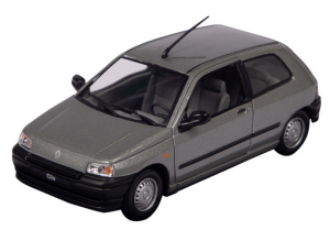 Voiture citadine RENAULT Clio version 3 portes de 1990 de couleur grise métallisée version boite constructeur