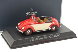 Voiture cabriolet VOLKSWAGEN Beatle de 1949 de couleur rouge et beige