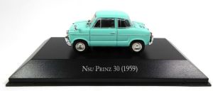 Voiture compacte NSU Prinz de 1959 de couleur turquoise vendue en blister